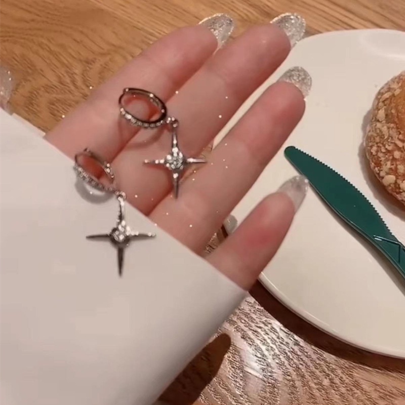 1 Pasang Anting Desain Salib Bintang Gaya Korea Untuk Anak Perempuan