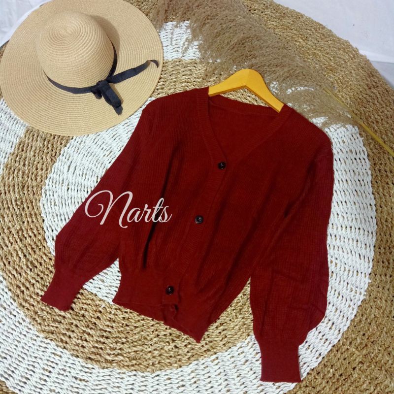Olivia Cardy Crop / Eireen Crop Cardy / REAL PICT !!!-Maroon