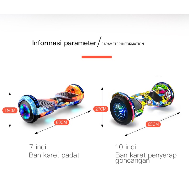 10 Inch Hoverboard - Smart Balance Wheel /with Bluetooth Speaker A10 Scooter Electric Segway - GRATIS 6 set alat pelindung