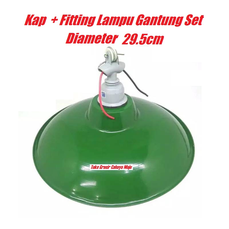 Kap Lampu Gantung Set Jalan WD Hijau Fitting Gantung E27