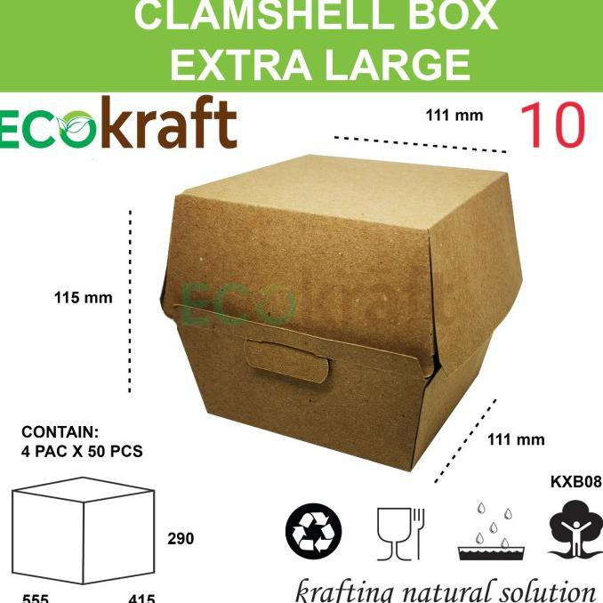 

DISKON 10 Box Burger Kraft "XL" / Box Hamburger Kertas KXB08 ( Isi 50 Pcs ) ready