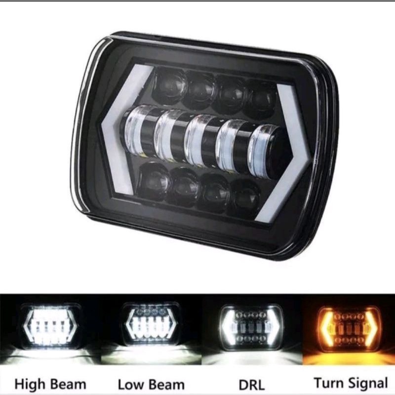 Lampu daymaker Led kotak 5 led 7 inch daymaker kotak jeep katana taft feroza l300 75watt