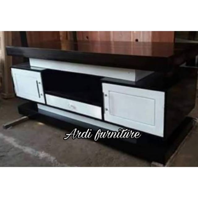 Meja tv warna kombinasi putih bufet meja LCD kayu jati meubel jepara