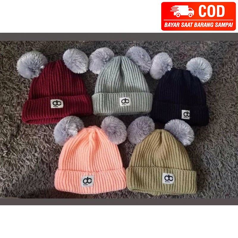 DC Kids Topi Rajut Anak Pompom Kupluk Bayi Pompom Premium