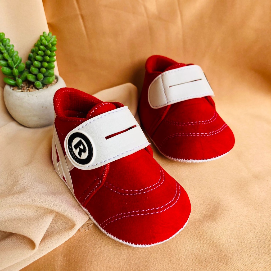 Sepatu PRE COWOK Anak Bayi Laki Laki Perempuan Prewalker Shoes 0-12 bulan Terbaru Model Perekat Velkro Baby Boy Lucu Murah BABY R