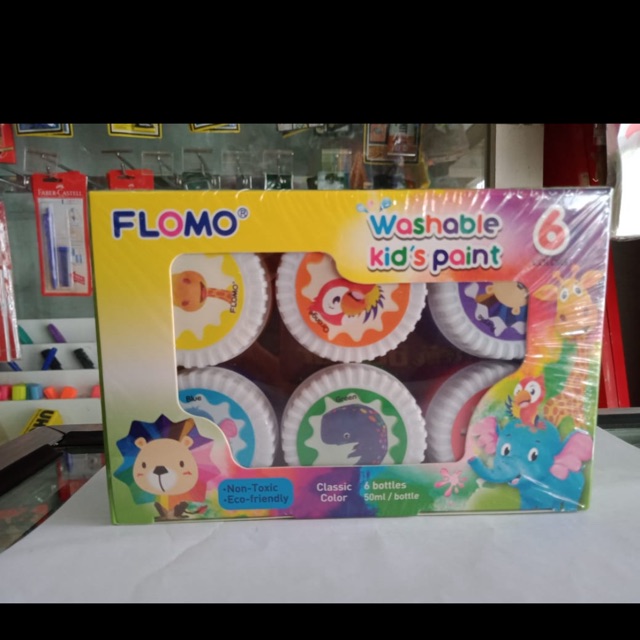 

Flomo washable kids finger paint botol 6 warna regular 50 ml per botol harga baru 2021