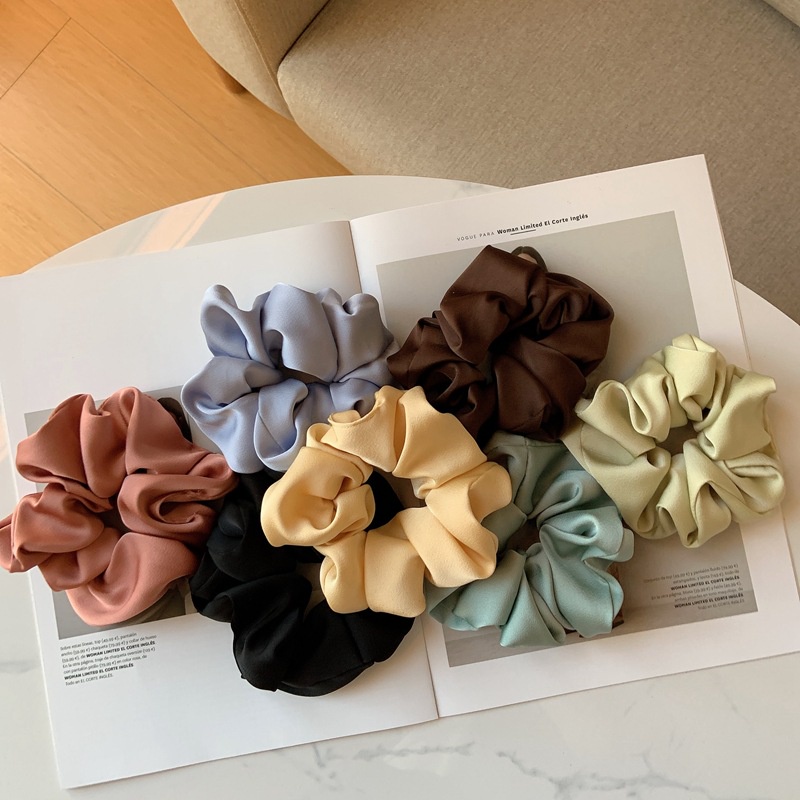 HIGH-END BIG SCRUNCHIE SOLID COLOR SCRUNCHIES WARNA POLOS SATIN BESAR IKAT KARET RAMBUT AKSESORIS ELEGAN KOREA HAIR TIES RIBBON ACCESSORIES