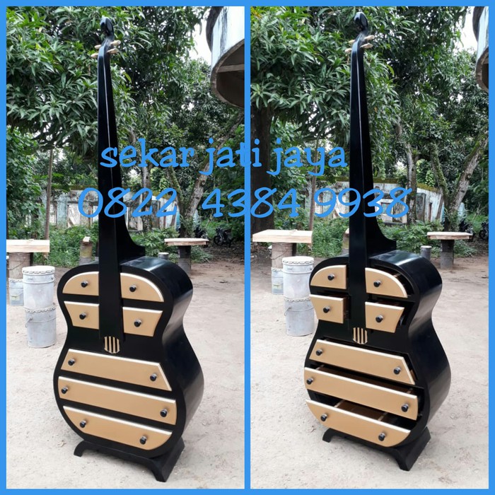 Bufet Hias Nakas Jati Lemari Drawer Model Biola Gitar Spanyol