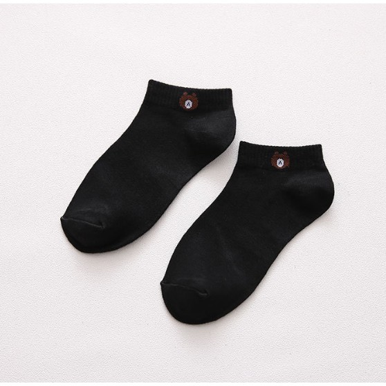 KINGS - Kaos Kaki Brown Kaos Kaki Cute Socks Short Socks Sepatu K351-Hitam