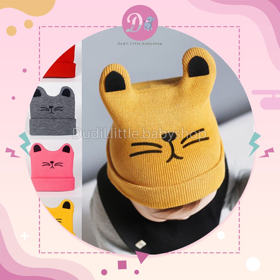 TOPI BAYI ANAK  UNIK DAN LUCU BAHAN RAJUT  MOTIF  TELINGA 