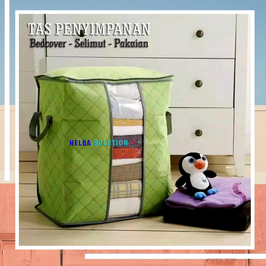 Tas Tempat Penyimpanan Bedcover Selimut Sprei Pakaian STORAGE BAG 88 Bahan Serat Bambu Serbaguna