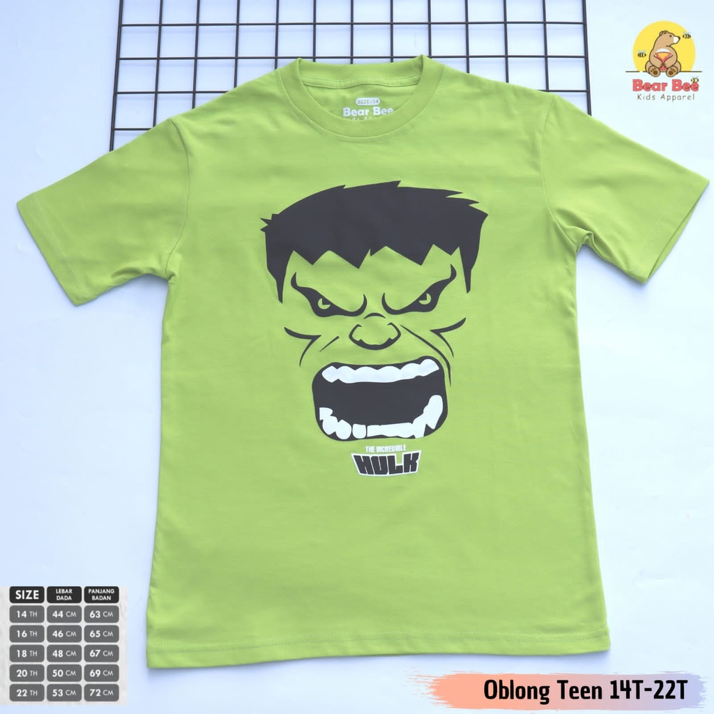 Baju Kaos Pria Wanita Remaja Dewasa Superhero Hulk Hijau