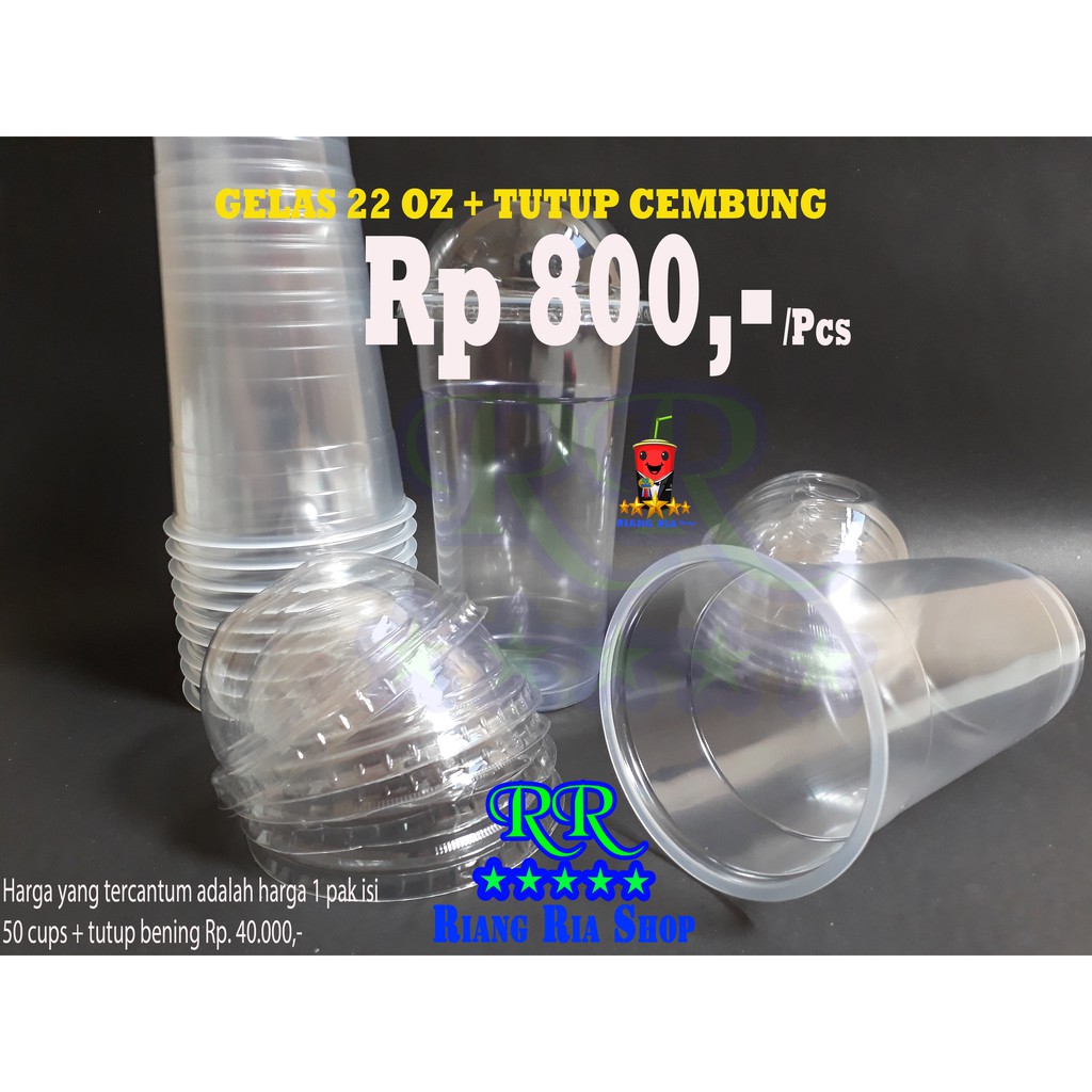 GELAS 22 OZ 50 PCS TUTUP CEMBUNG CUP PLASTIK LARGE GELAS 22 OZ 50 PCS TUTUP CEMBUNG CUP PLASTIK LARGE