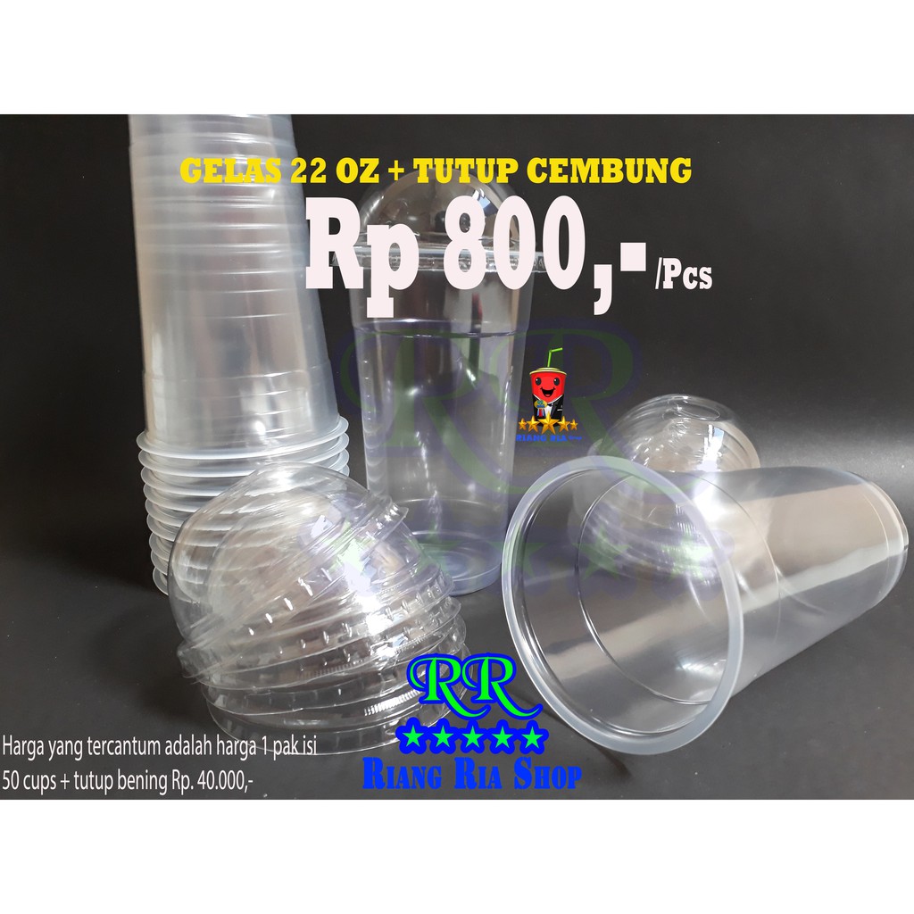  GELAS  22  OZ  50 PCS TUTUP  CEMBUNG  CUP PLASTIK LARGE 