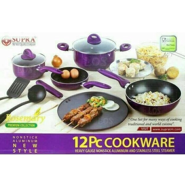 Panci Set Supra Rosemary 12 pcs Teflon I Cookware set Supra 12 pc - Merah