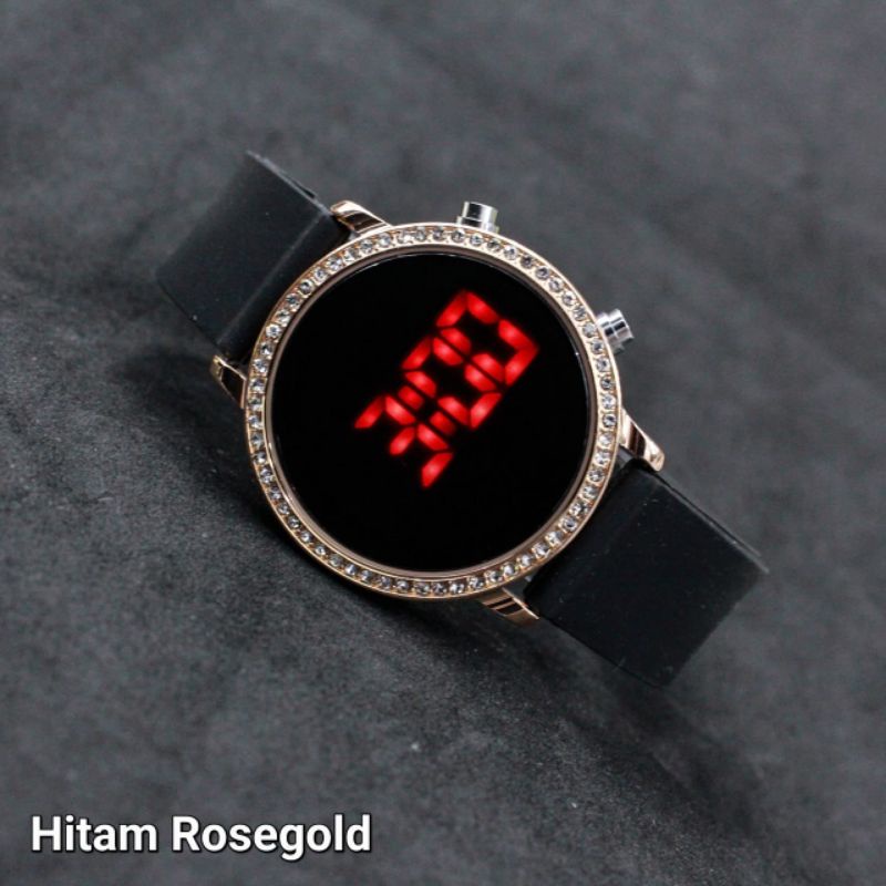 Jam Tangan Wanita Cewek LED WATCH PERMATA Tali Rubber Mewah