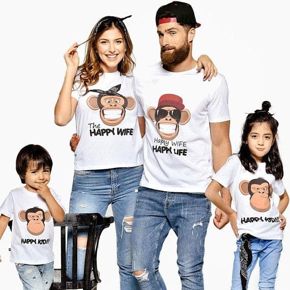 MYSTIQUE.ID-BAJU KAOS FAMILY MONKEY T-SHIRT LUCU DAN AESTHETIC