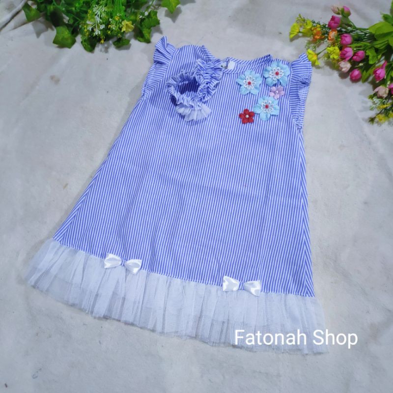 Dress Anak 1 2 tahun gaun anak lucu baju anak cewek perempuan rok tutu ( Dress diamond flowers )