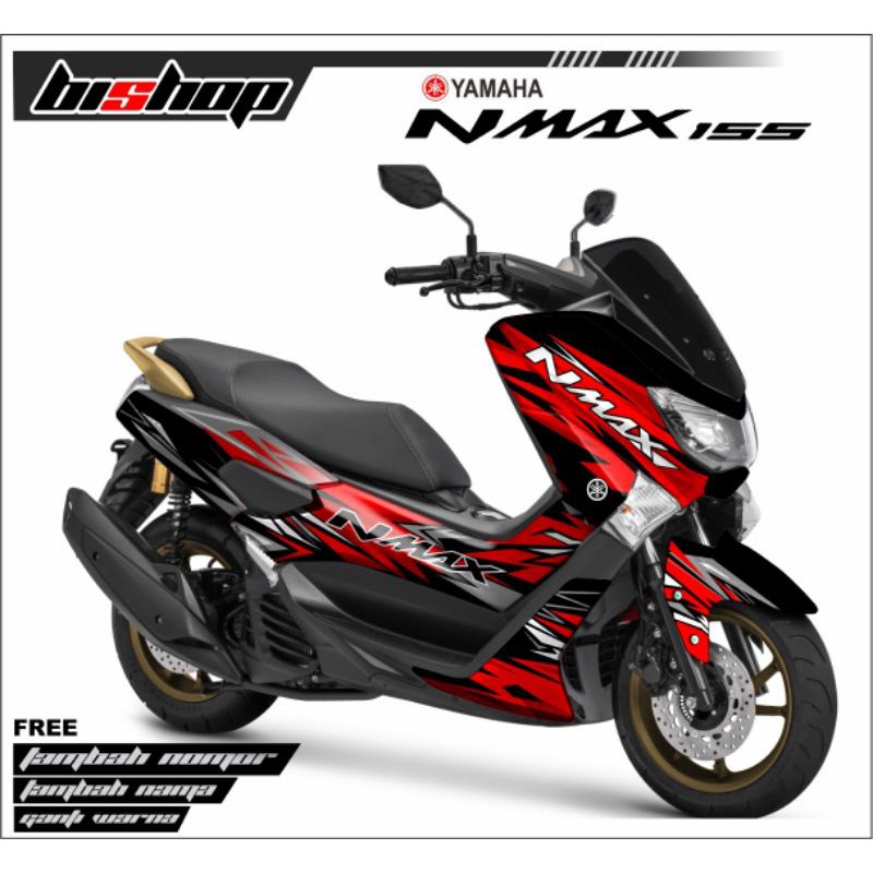 Decal sticker NMAX 155 grafis merah hitam