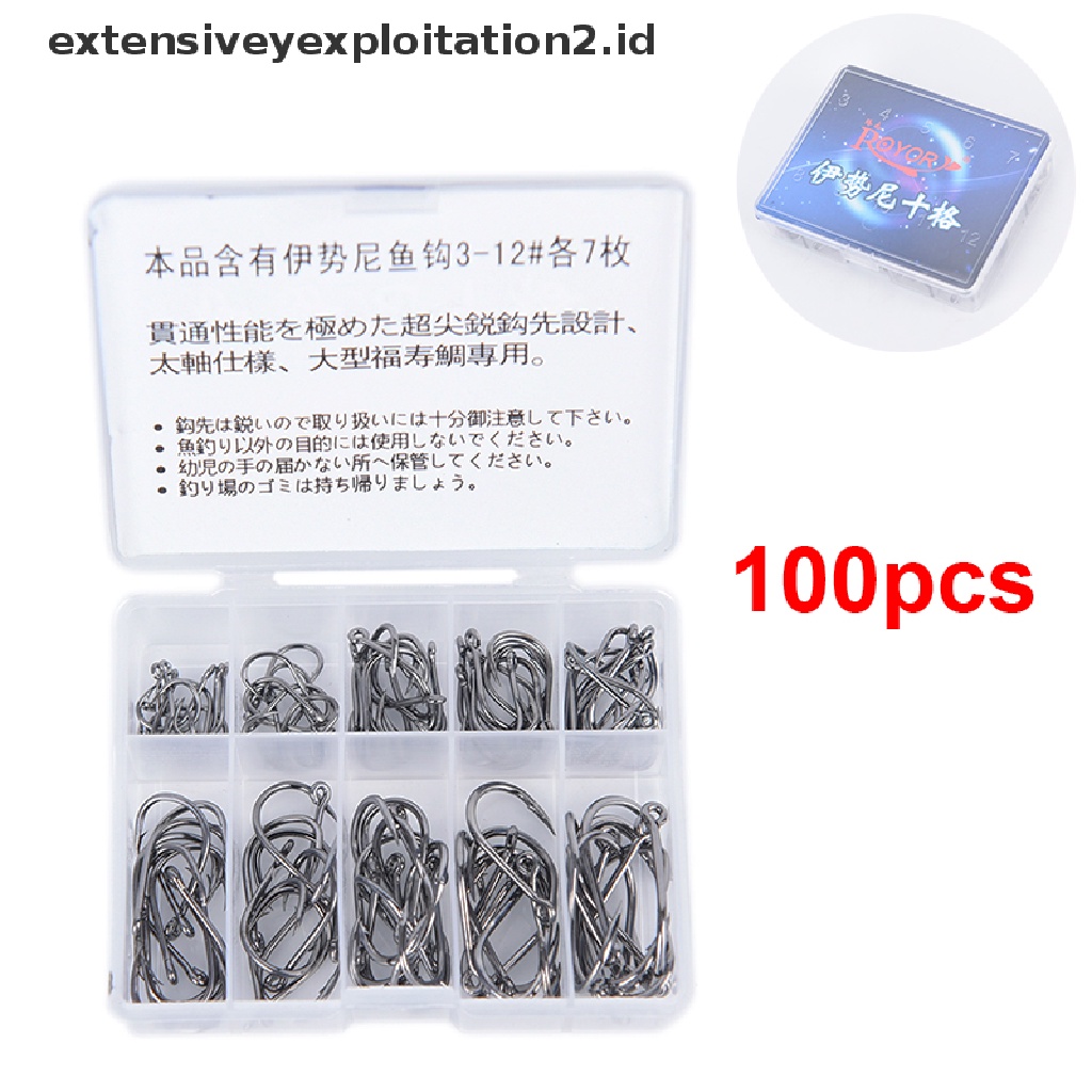 (Hotter) 100pcs/lot Kait Pancing Baja Karbon Fishhooks Tackle Aksesoris
