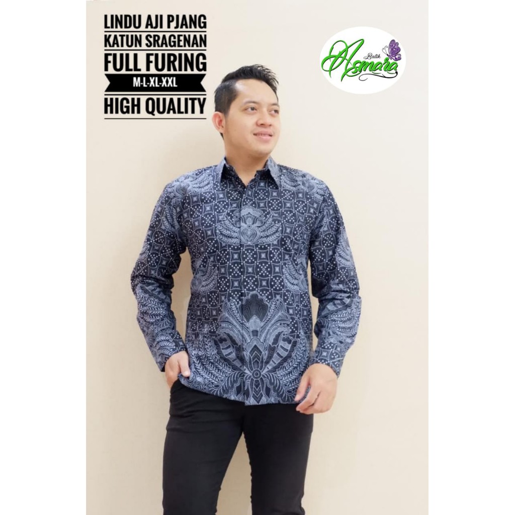 LINDU AJI ASMARA BATIKSOLOAMANAH KEMEJA BAJU BATIK PRIA SOLO LENGAN PANJANG PENDEK LAPIS FURING ATASAN BATIK PREMIUM MODERN KATUN HALUS BRAMANTYO BIRU SRIKANDI MERAK AJI ARGO LAWU ANGGORO CATUR LASEM SETRO BASOPI SOGAN LURIK ELANG NAGA MERAH MERAK MERAH