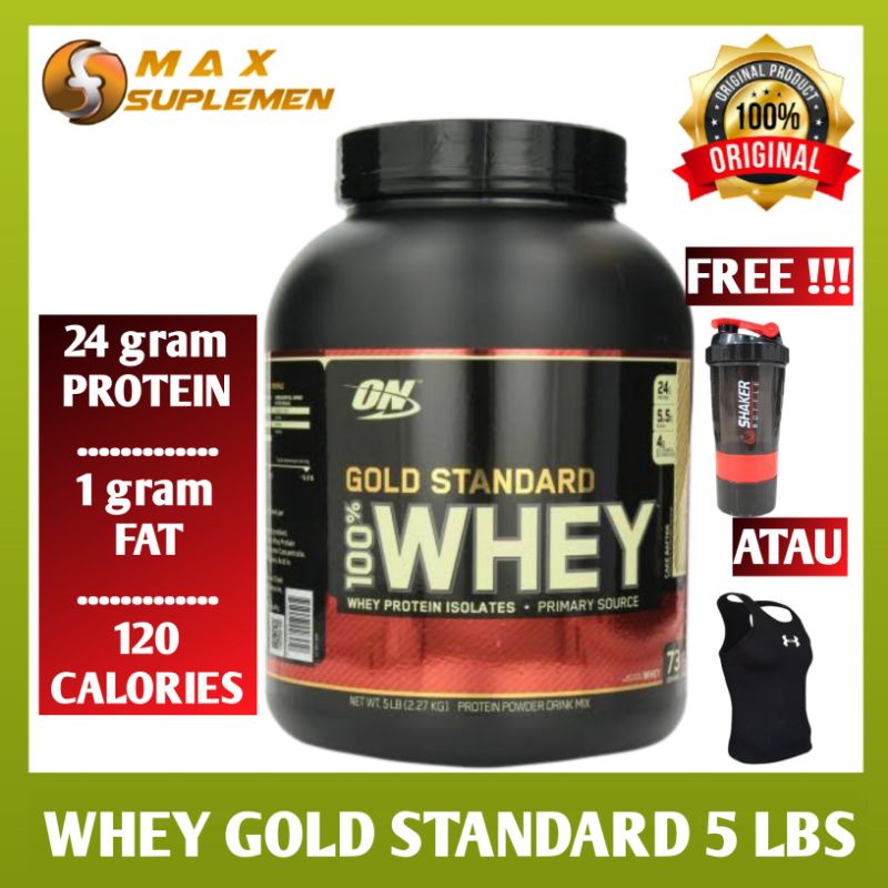 ON Whey Gold Standard 5lb 5lbs 5 lb 5 lbs Whey Protein WGS FREE SHAKER ATAU SINGLET