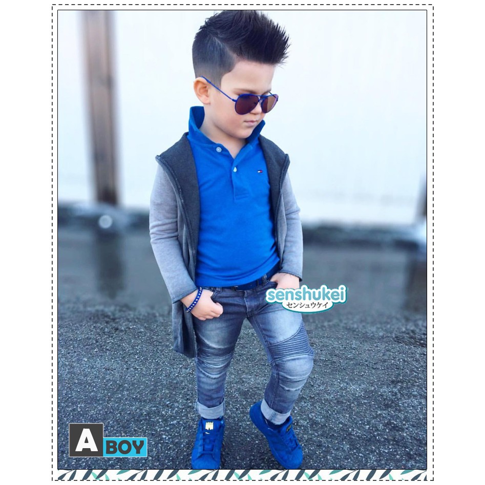 Senshukei 3-in-1 Polo Blue Set Grey Jacket And Jeans