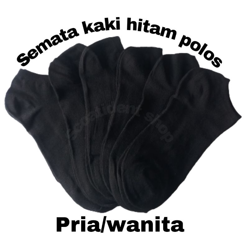 Kaos kaki pendek semata kaki hitam polos, pria dan wanita(6 pasang)