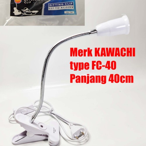 Kawachi Lamp Holder Extension Clip Fitting Sambungan Bohlam Saklar Jepit Meja Clip 30cm / 40cm / 50cm Fleksibel Lampu E27 Socket Downlight