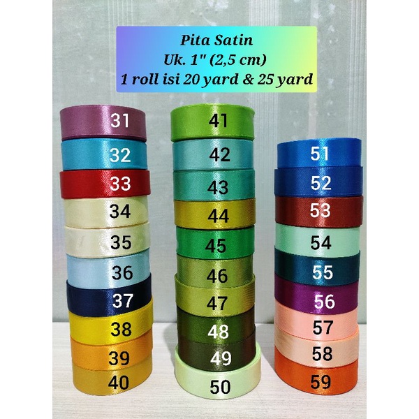 Pita Satin 1&quot; (2,5 cm) Jual Per Meter