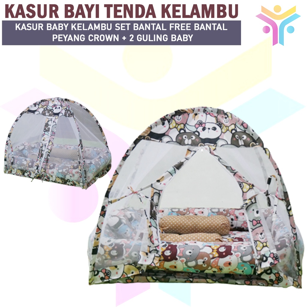 2 || KASUR BAYI TENDA KELAMBU / KASUR BABY KELAMBU SET BANTAL FREE BANTAL PEYANG CROWN + 2 GULING BABY