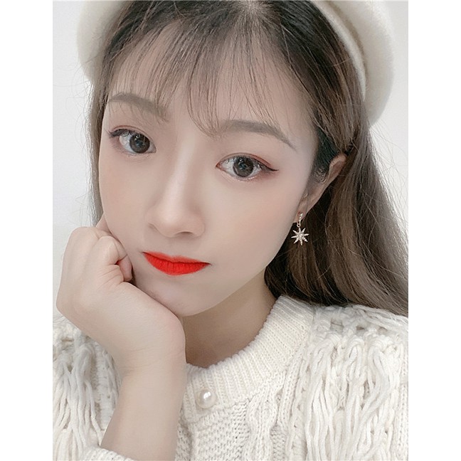 LRC Anting Tusuk Fashion Yellow Diamond Star Earrings D64436