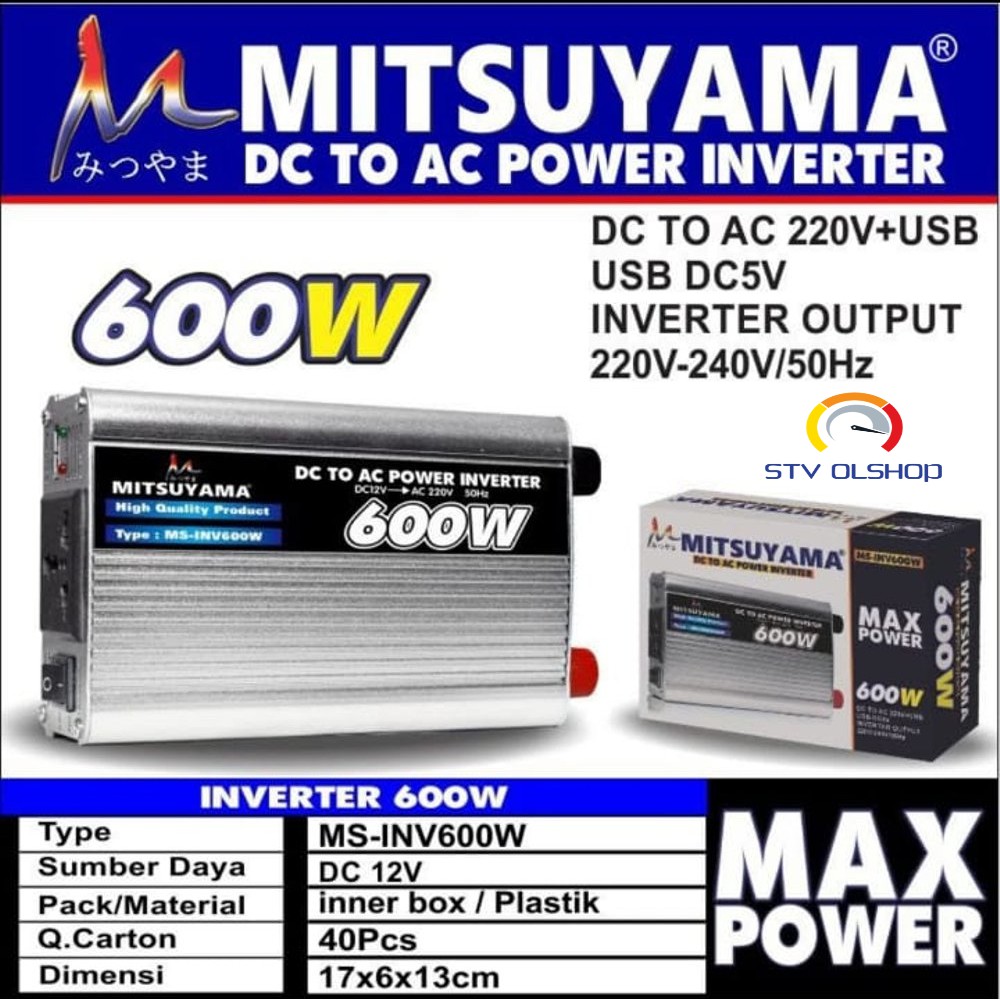 Power Inverter DC To AC 600W + USB 5V MITSUYAMA