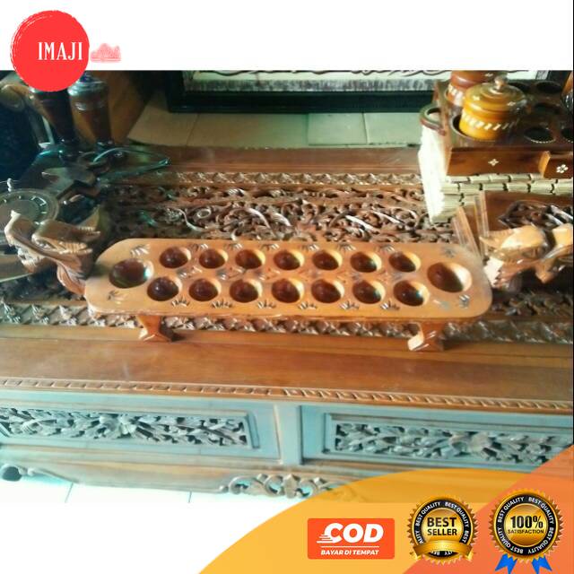 [ COD ] dakon congklak ukir free biji dakon congklak kayu jati blora asli