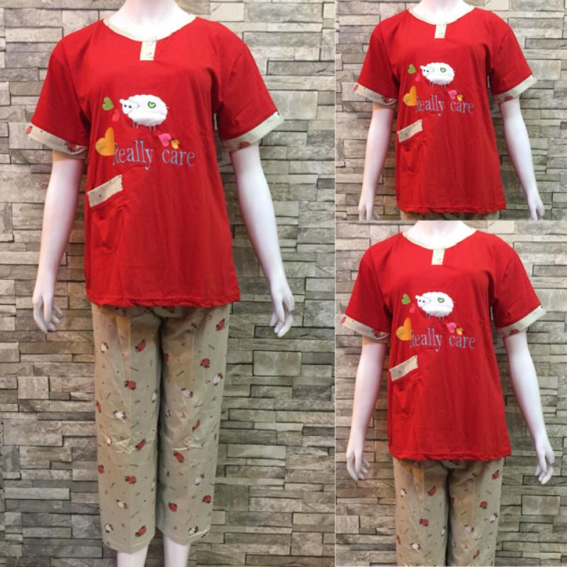 CP SIELIE WARNA | BAJU TIDUR DEWASA| PIYAMA | COD-6019 Merah