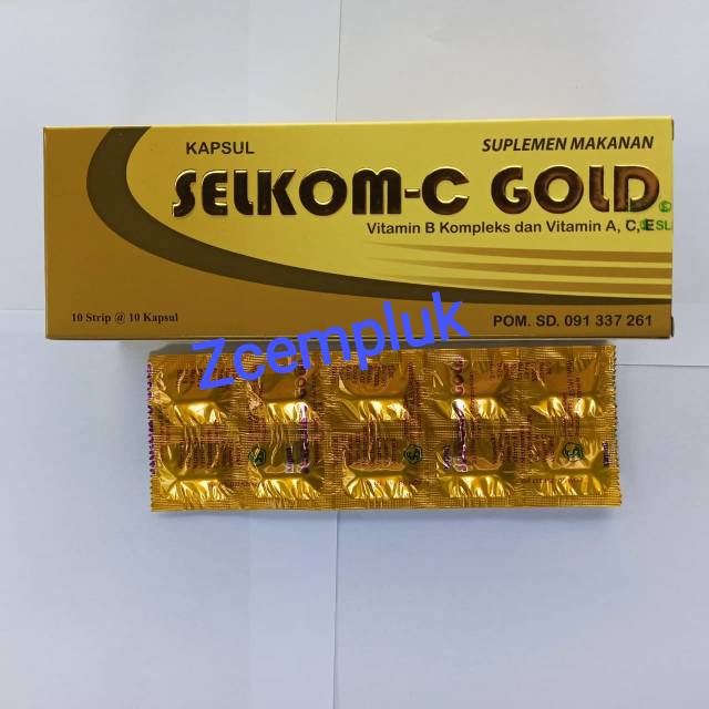 Selkom C Gold Vitamin B Kompleks, Dan Vitamin A,C,E (1Strip = 10 Kapsul)
