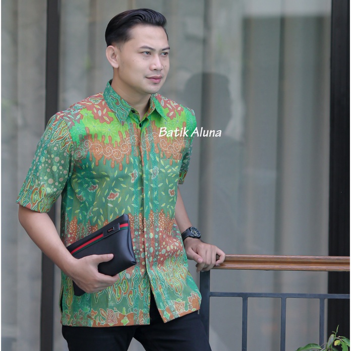 Batik Pria Ekslusif Lengan Pendek Tenun Furing Aluna Batik FPT 003