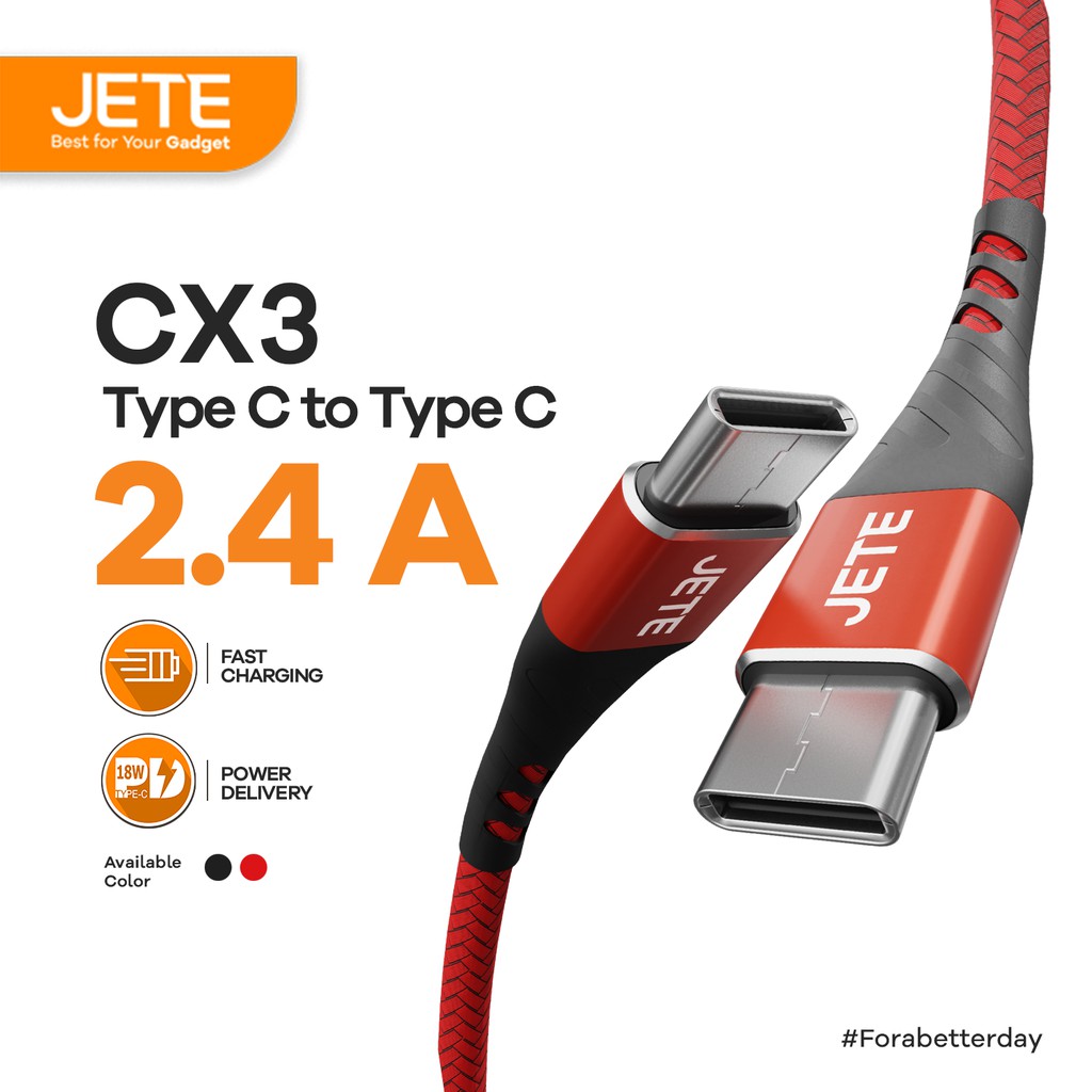 Kabel Data Fast Chargimg JETE CX3 Typec To Type c Original