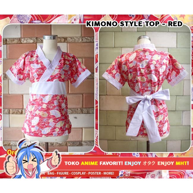 Atasan Kimono (Kimono Top) : Red Fan