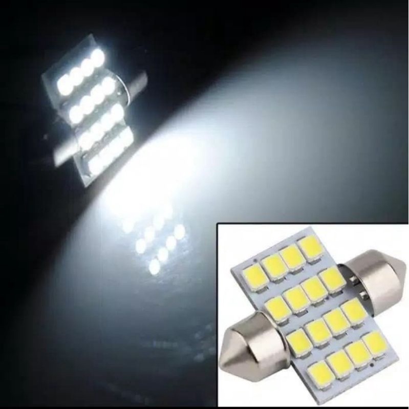 Lampu interior plafon kabin mobil led super white 16 smd 12 volt