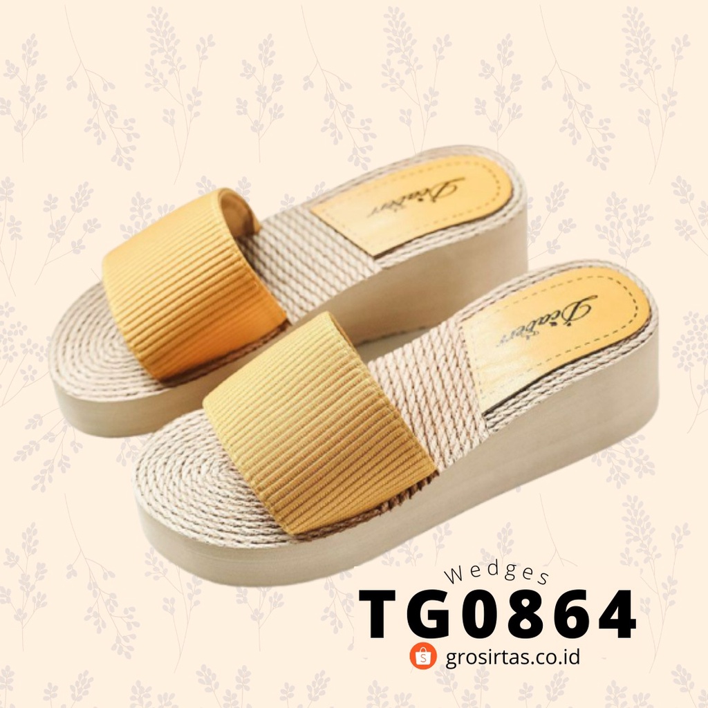 GROSIRTAS TG0864 Sandal Wedges Wanita Import Spons Fashion Kekinian