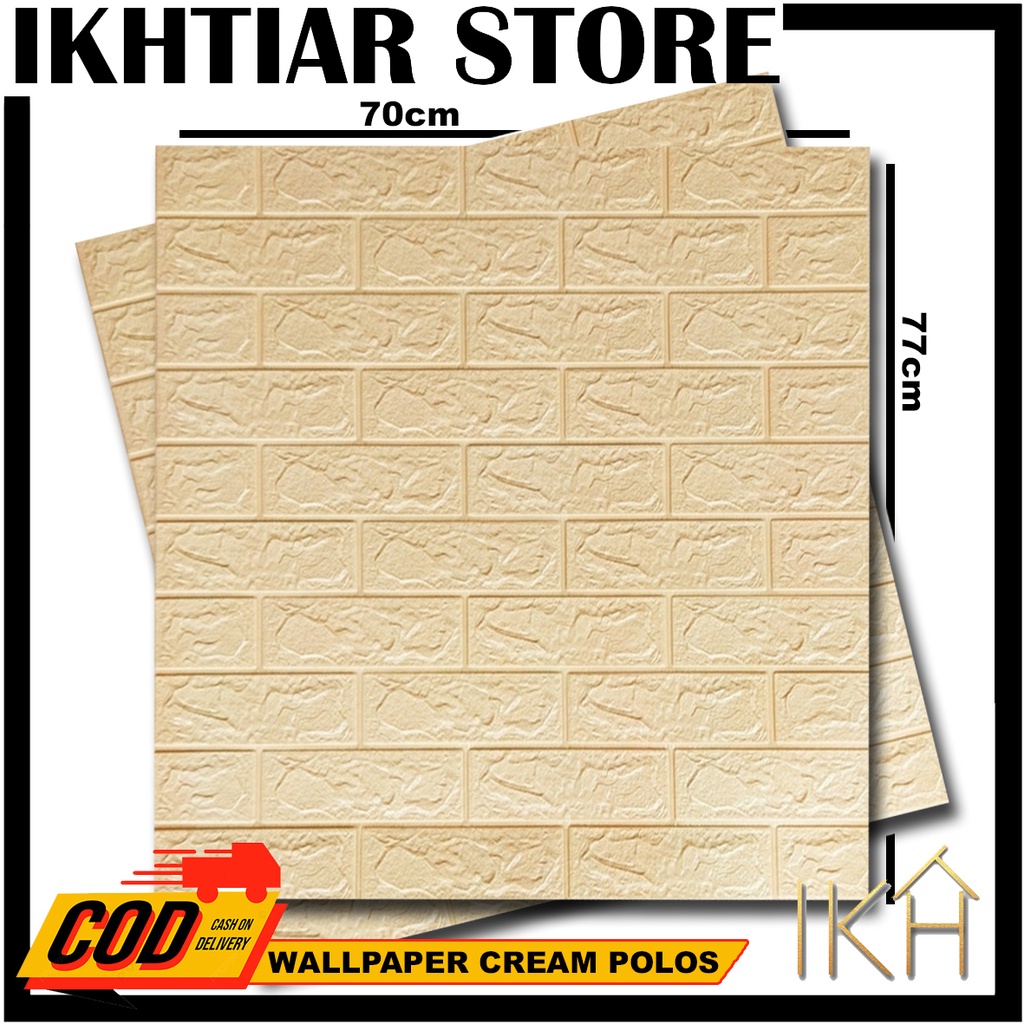 Wallpaper 3D Sticker  Dinding Motif Corak Batu Alam / Wallpaper 3D Foam Brick Emboss-BATA KUNING