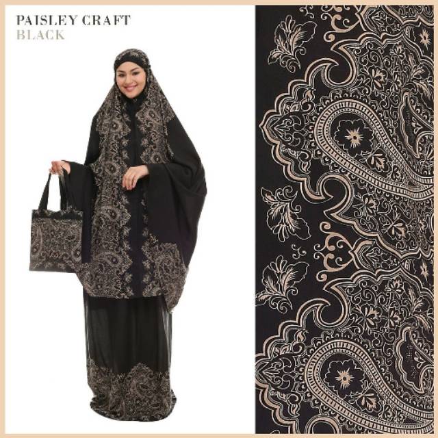 Mukenah paisley craft black by tazkia