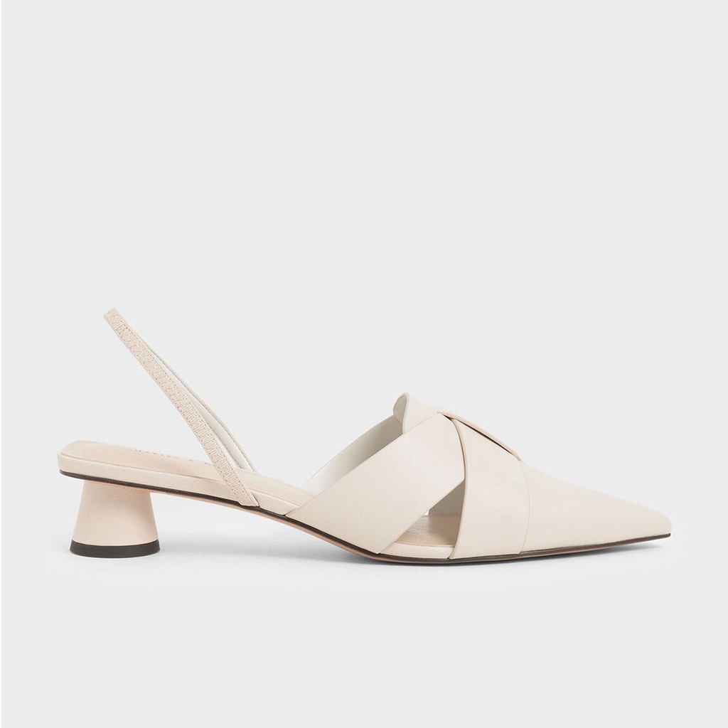 CNK C&K Cylindrical Heels Slingback Pump 197-White