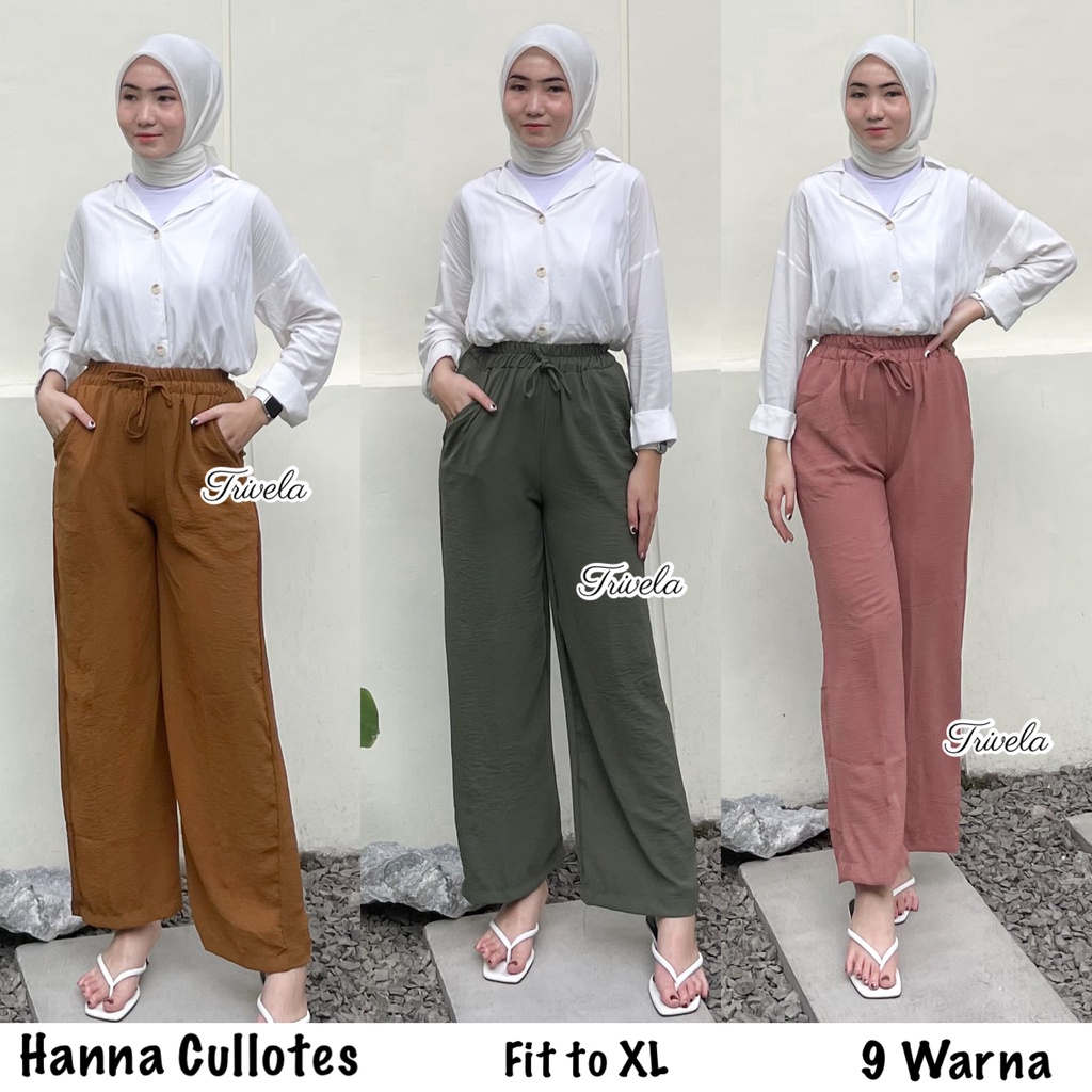 TRIVELA - Kulot Cringkel Airflow High Quality / Hanna Cullotes Cringkle Full Karet fit to XL SJJ