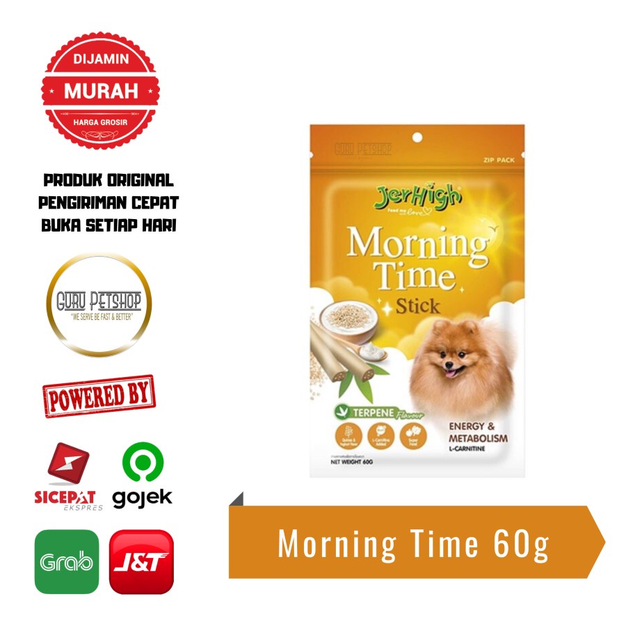 Jerhigh Stick Morning Time &amp; Bed Time 60g Camilan Anjing Dog Treats