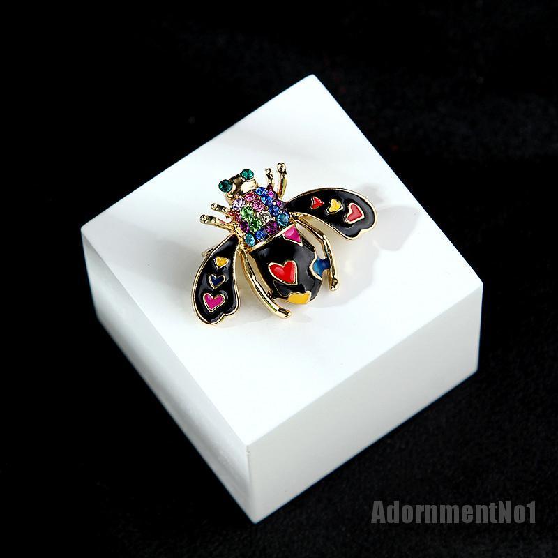 (Adornmentno1) Bros Pin Enamel Desain Lebah Hias Kristal Aksesoris Scarf Wanita