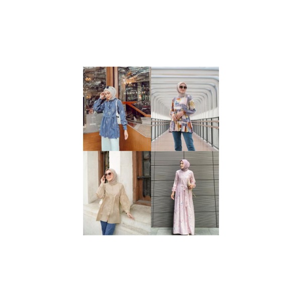 FLEUR SATIN DRESS JENNA BLOUSE POPPY BLOUSE BY VANILLAHIJAB ( siap kirim )