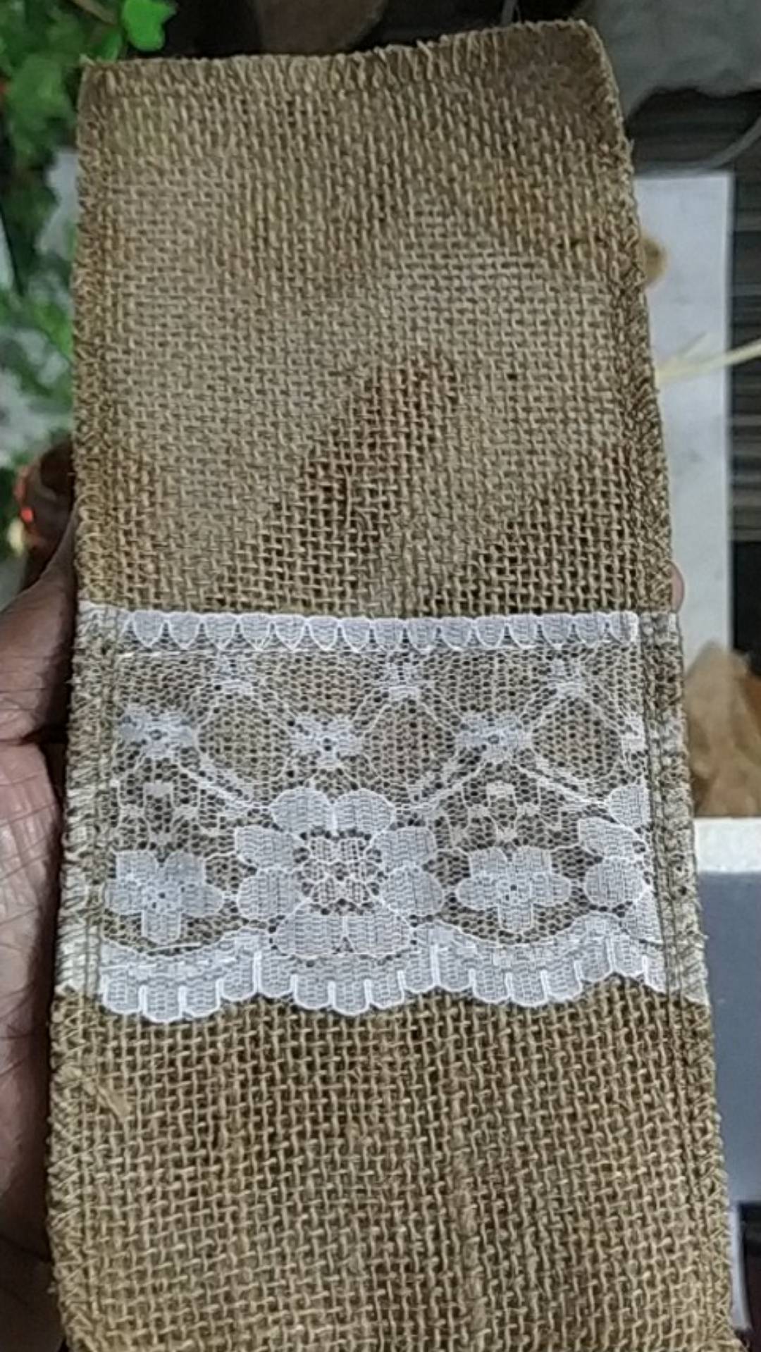 Garudabali Tatakan Sendok Garpu Burlap Lace Rustic Goni Gelas Wedding Taplak Meja Cutlery Holder