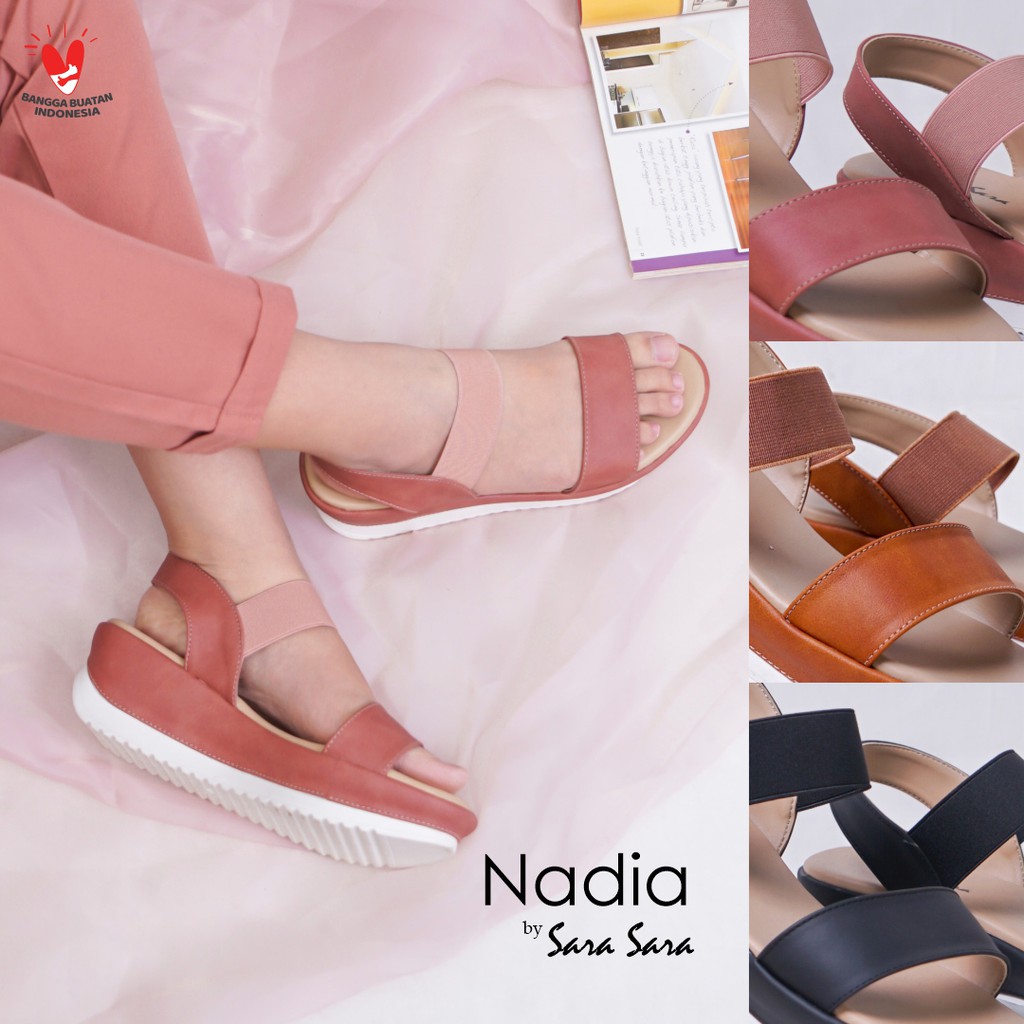 Sara Sara Nadia Sendal Wedges Wanita Cantik Trendy